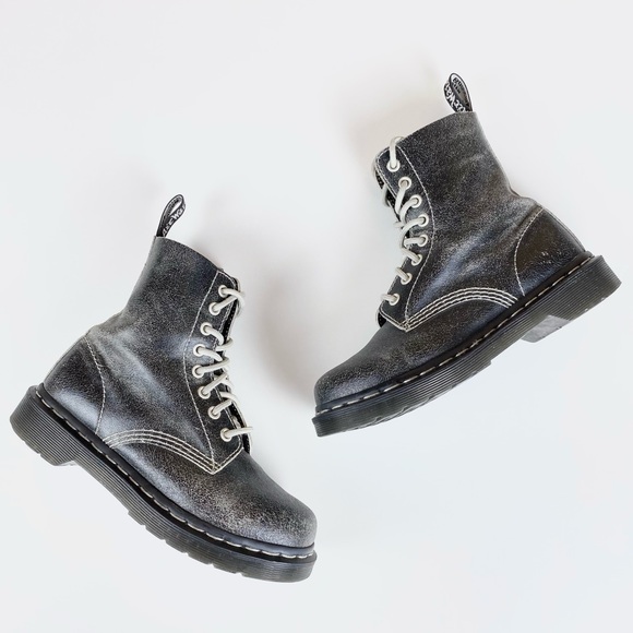 RARE Dr. Martens Pascal Leather 8-Eyelet Boots in Black/White Cristal Suede 5 - Picture 12 of 12